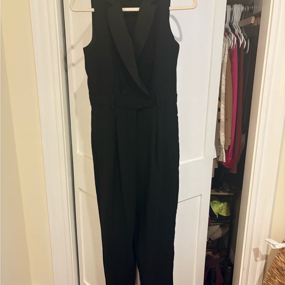 Banana Republic Black Sleeveless Tuxedo Jumpsuit